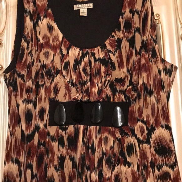 EUC En focus Tunic Top/Dress in Brown Red Beige 16 - Picture 3 of 4